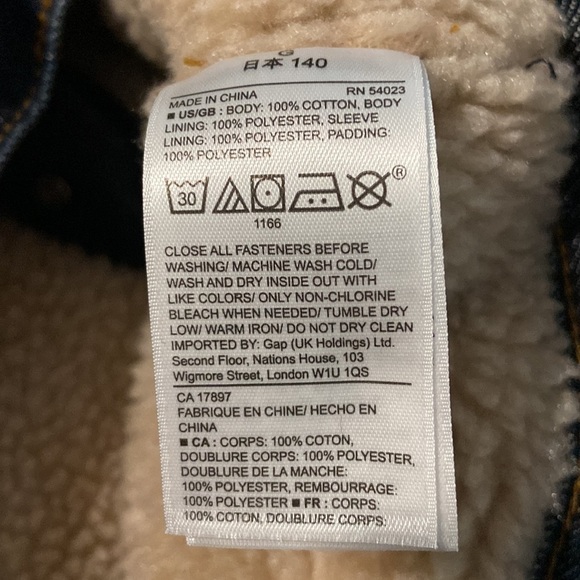 GAP Unisex Sherpa-Collar Cozy-Lined Jean Jacket Size Large 10-11 Years - Picture 7 of 10